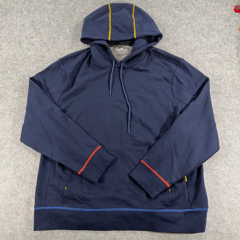 Bombas Mens Sunday Slipline Hoodie Navy Blue Cotton Contrast Stitch XL